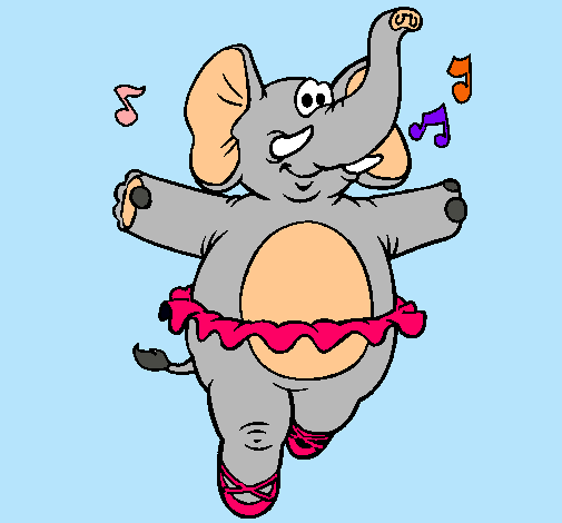 Dibujo Elefante con tutú pintado por agus-