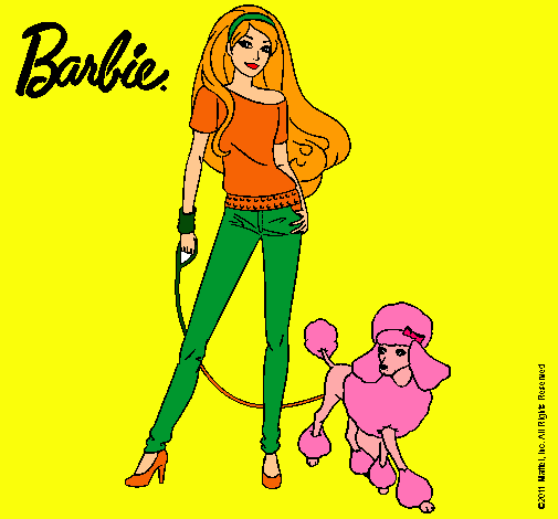 Dibujo Barbie con look moderno pintado por yole