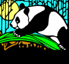 Dibujo Oso panda comiendo pintado por mimila