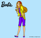 Dibujo Barbie con look casual pintado por gatitos