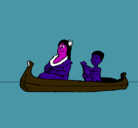 Dibujo Madre e hijo en canoa pintado por noe100
