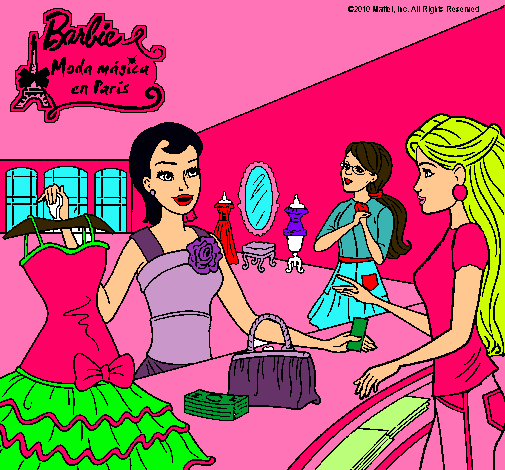 Dibujo Barbie en una tienda de ropa pintado por dianaeliza