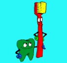 Dibujo Muela y cepillo de dientes pintado por jdufjf