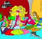 Dibujo Barbie con sirenas pintado por yalla