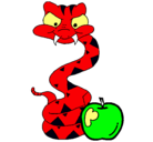 Dibujo Serpiente y manzana pintado por maja