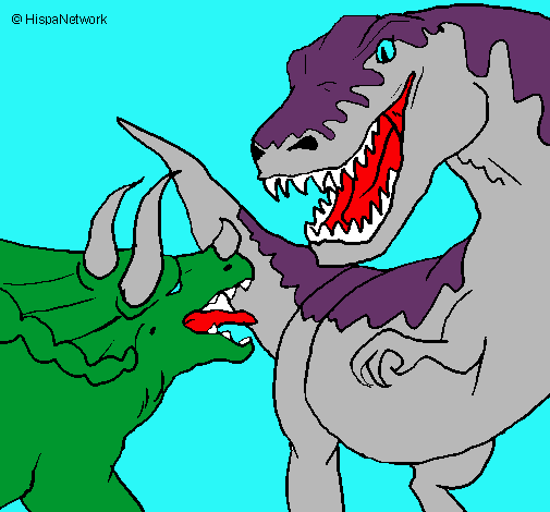 Dibujo Lucha de dinosaurios pintado por bakugan
