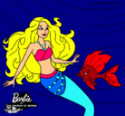 Dibujo Barbie sirena con su amiga pez pintado por martyna
