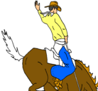 Dibujo Vaquero en caballo pintado por weil