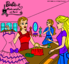 Dibujo Barbie en una tienda de ropa pintado por enola