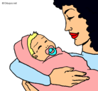 Dibujo Madre con su bebe II pintado por samanta