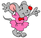 Dibujo Rata con vestido pintado por alda