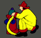 Dibujo Bombero en la boca de incendios pintado por eder