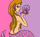 Dibujo Sirena y perla pintado por sirene