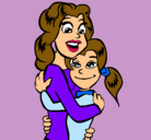 Dibujo Madre e hija abrazadas pintado por roanni