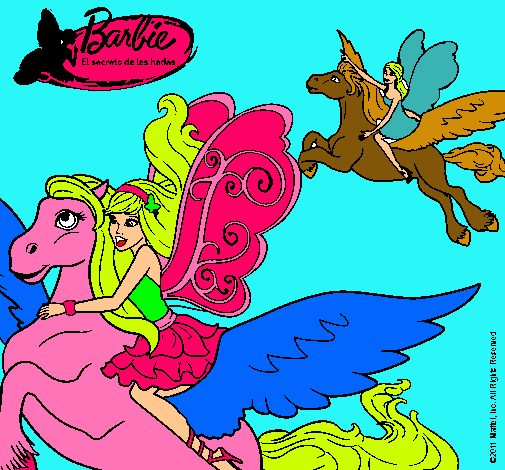 Dibujo Hadas con sus caballos mágicos pintado por dianaeliza