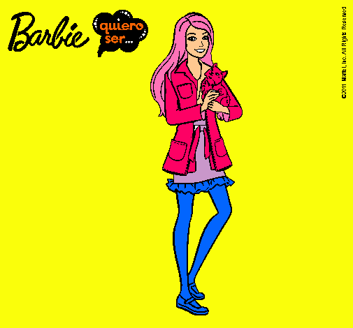 Barbie con un gatito