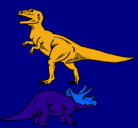 Dibujo Triceratops y tiranosaurios rex pintado por iraul
