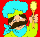 Dibujo Chef con bigote pintado por COCINERO