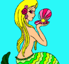 Dibujo Sirena y perla pintado por melia