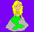 Dibujo Sirena sentada en una roca pintado por martyna