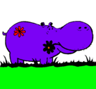 Dibujo Hipopótamo con flores pintado por weil