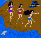 Dibujo Barbie y sus amigas en la playa pintado por eeeeeeeeevve