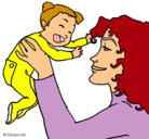 Dibujo Madre con su bebe pintado por quiaris