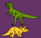 Dibujo Triceratops y tiranosaurios rex pintado por hendrick