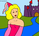 Dibujo Princesa y castillo pintado por montserrat