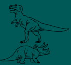Dibujo Triceratops y tiranosaurios rex pintado por BUANCA