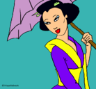 Dibujo Geisha con paraguas pintado por cristina55