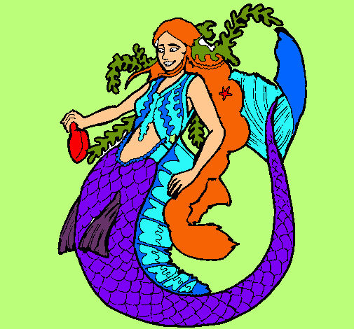 Dibujo Sirena con larga melena pintado por briseidy