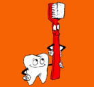 Dibujo Muela y cepillo de dientes pintado por dentistas
