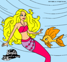 Dibujo Barbie sirena con su amiga pez pintado por lolaisa
