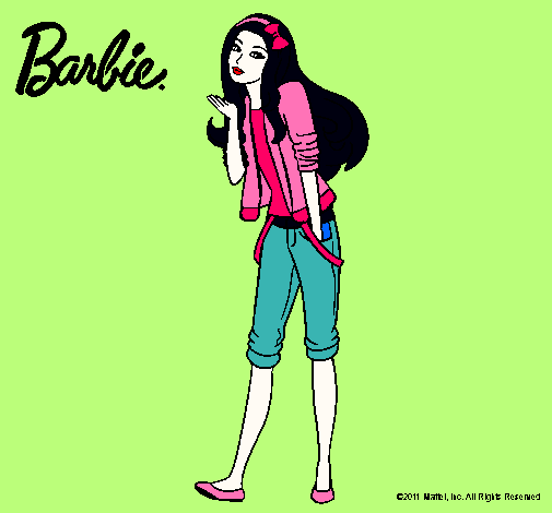 Dibujo Barbie con look casual pintado por yalla