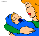 Dibujo Madre con su bebe II pintado por suyai