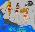 Dibujo Barbie y sus amigas en la playa pintado por i7ut86r76t