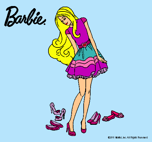 Dibujo Barbie y su colección de zapatos pintado por Isamonga