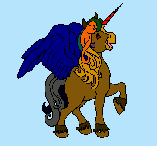 Dibujo Unicornio con alas pintado por FRIDASADE