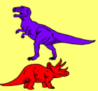 Dibujo Triceratops y tiranosaurios rex pintado por nicoyadri