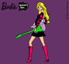 Dibujo Barbie la rockera pintado por rosas