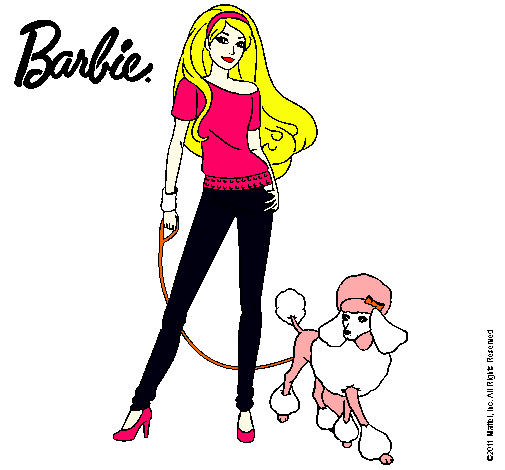 Dibujo Barbie con look moderno pintado por yalla