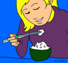 Dibujo Comiendo arroz pintado por carolinaponc