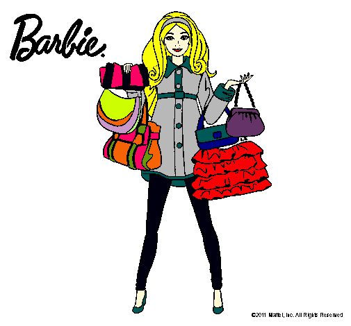 Dibujo Barbie de compras pintado por yalla