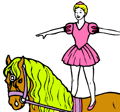 Dibujo Trapecista encima de caballo pintado por dianaeliza