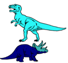 Dibujo Triceratops y tiranosaurios rex pintado por juohmbmvvvvv
