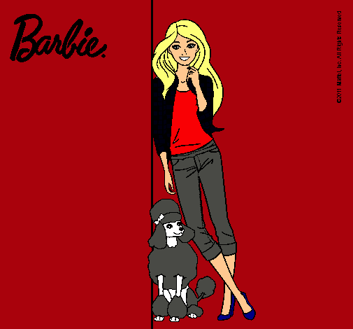 Dibujo Barbie con cazadora de cuadros pintado por beatris