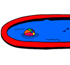 Dibujo Pelota en la piscina pintado por piscina