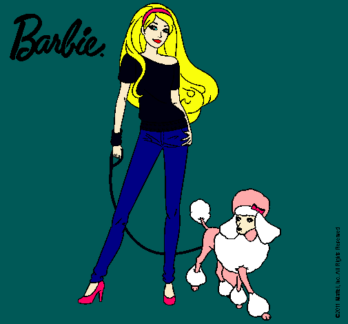 Dibujo Barbie con look moderno pintado por yalla