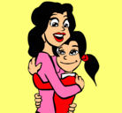 Dibujo Madre e hija abrazadas pintado por mima